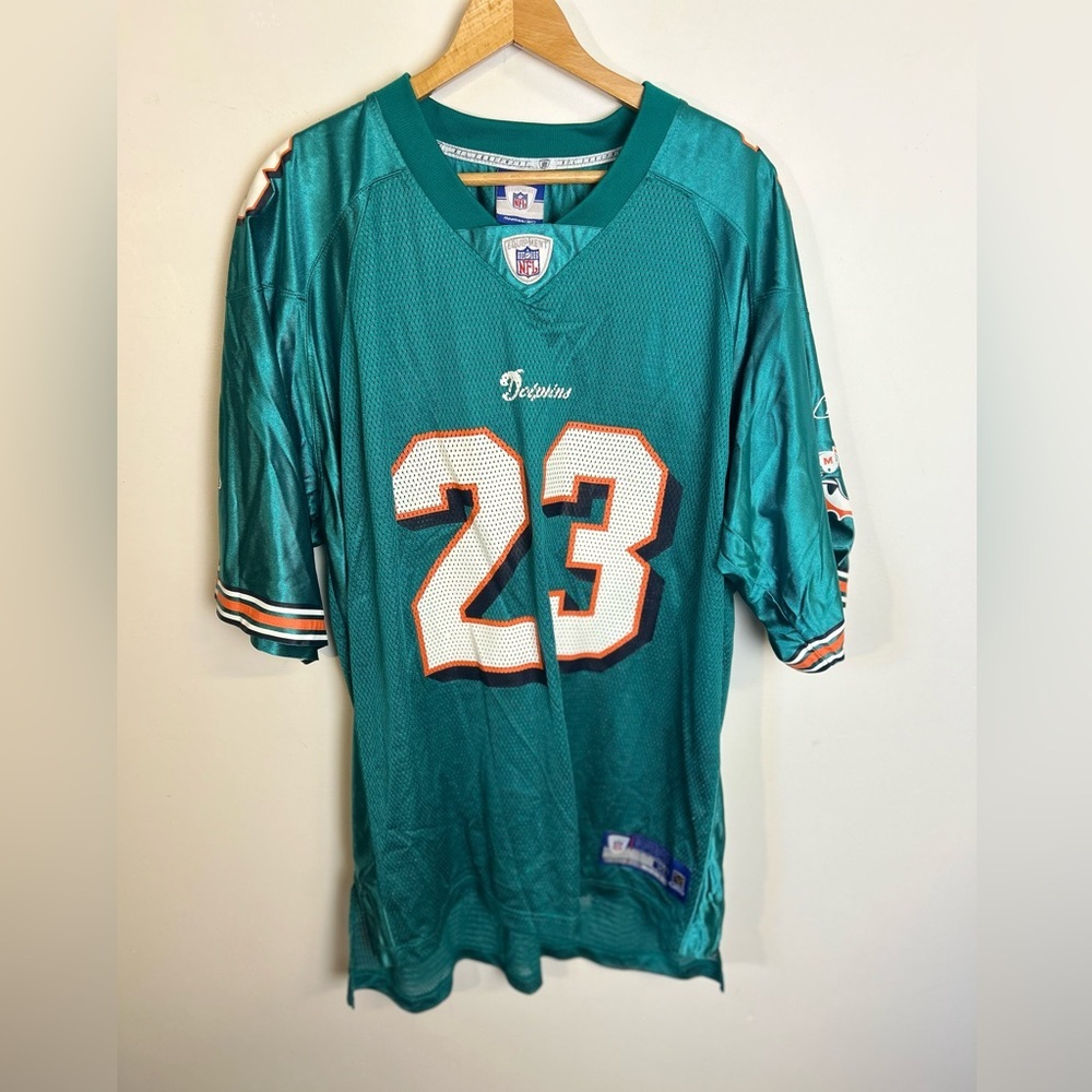 Vintage Reebok NFL Teal Sports Dolphins Jersey Brown 23 Size XLT Sports Futbol